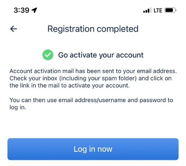 12306 tells users to activate their account from an email link 12306 registration completed email activation screen