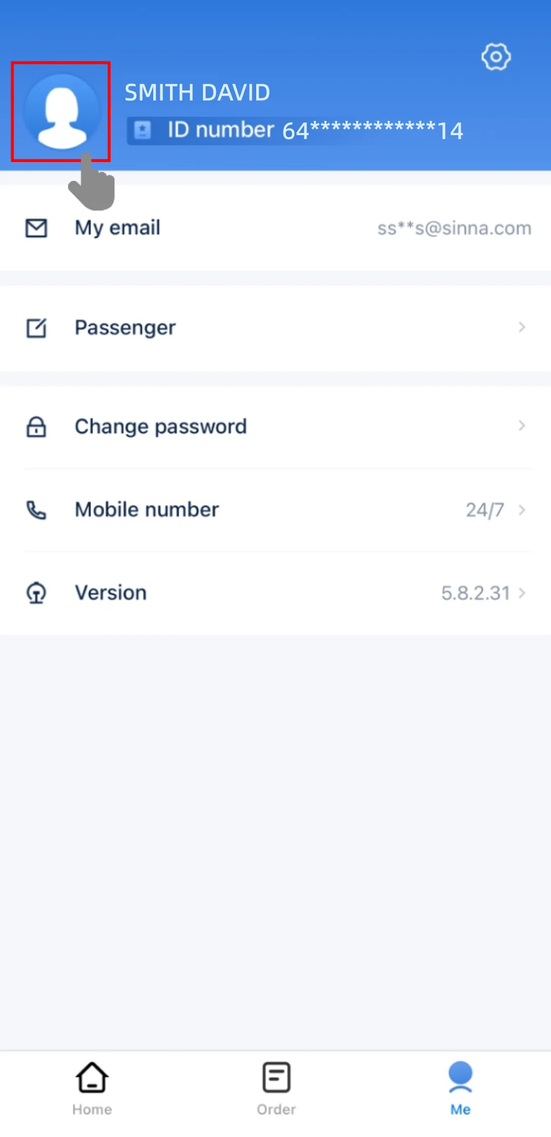 After login the 12306 profile shows the foreign passport account 12306 verified account profile screen
