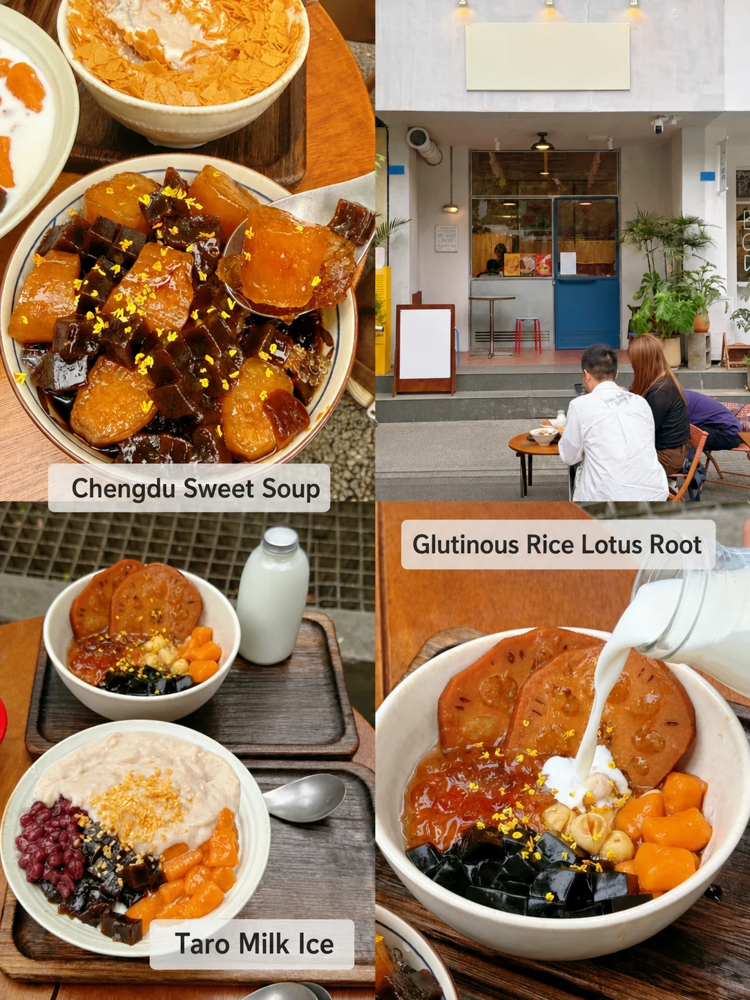 Chengdu sweet soup, glutinous rice lotus root and taro milk ice