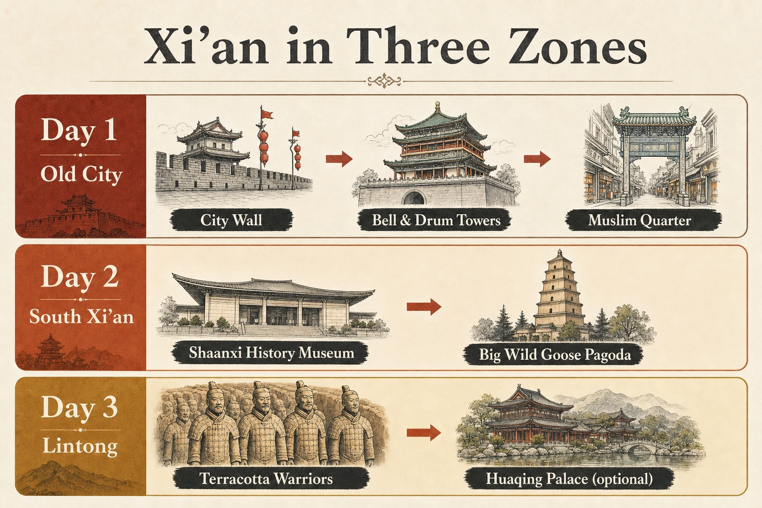 Xi'an in 3 Days Without Backtracking: A Zone-by-Zone Itinerary
